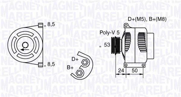 MAGNETI MARELLI kintamosios srovės generatorius 063377007010